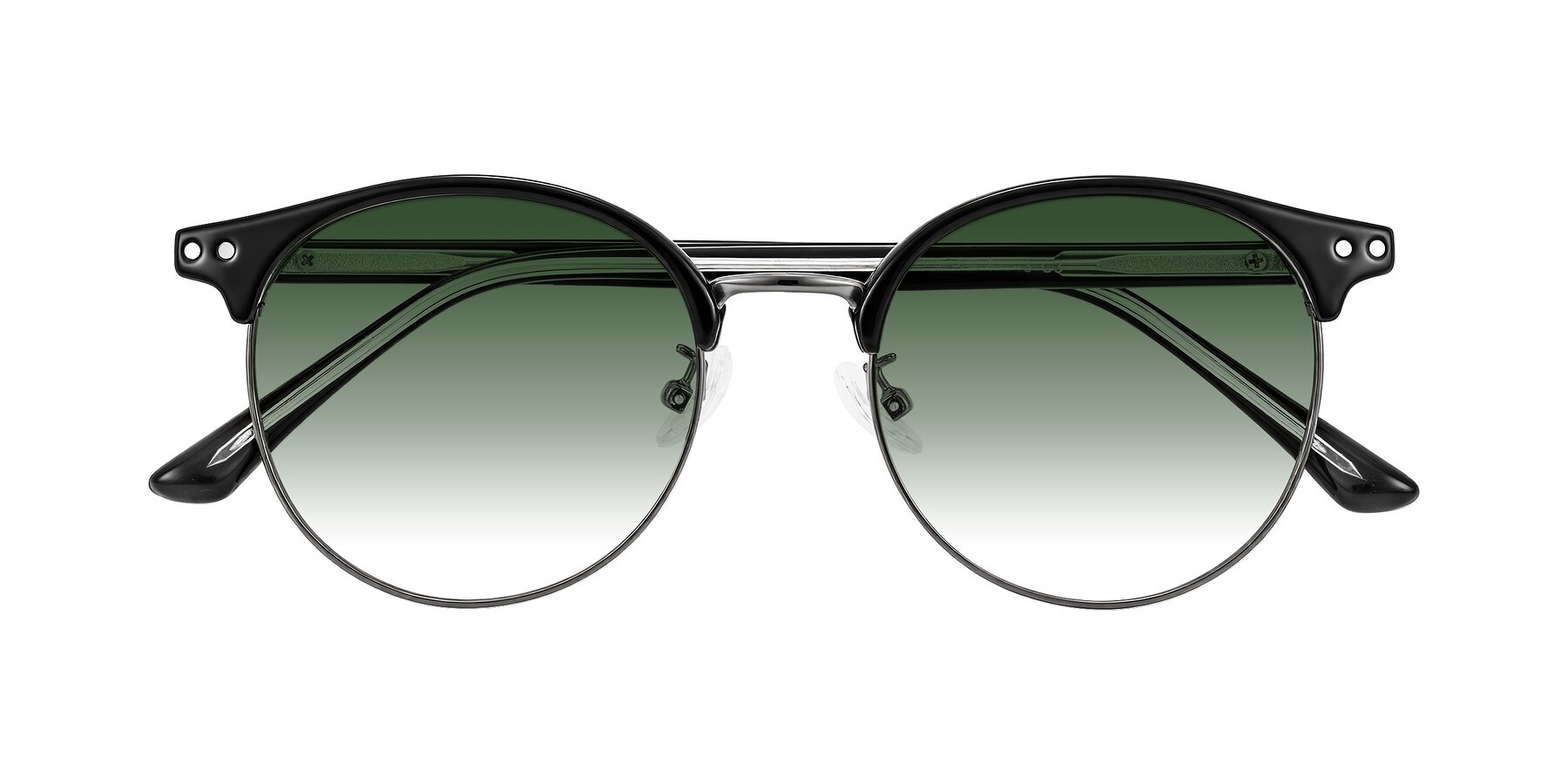 Folded Front of Karnes in Black/Gunmetal with Green Gradient Lenses