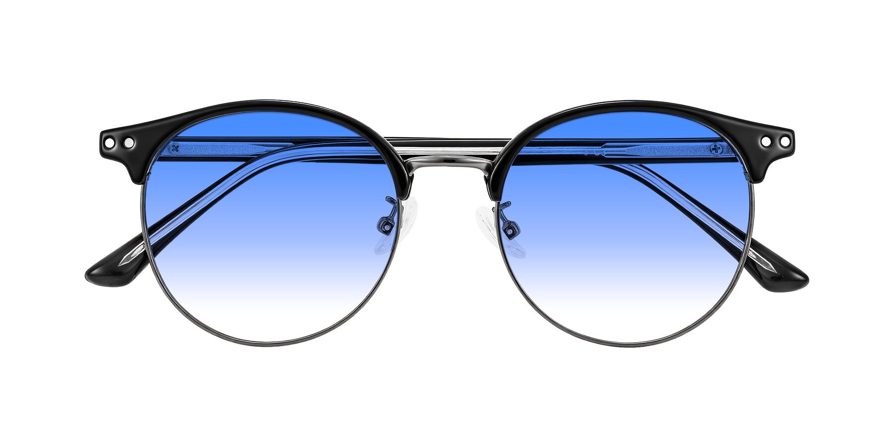 Folded Front of Karnes in Black/Gunmetal with Blue Gradient Lenses