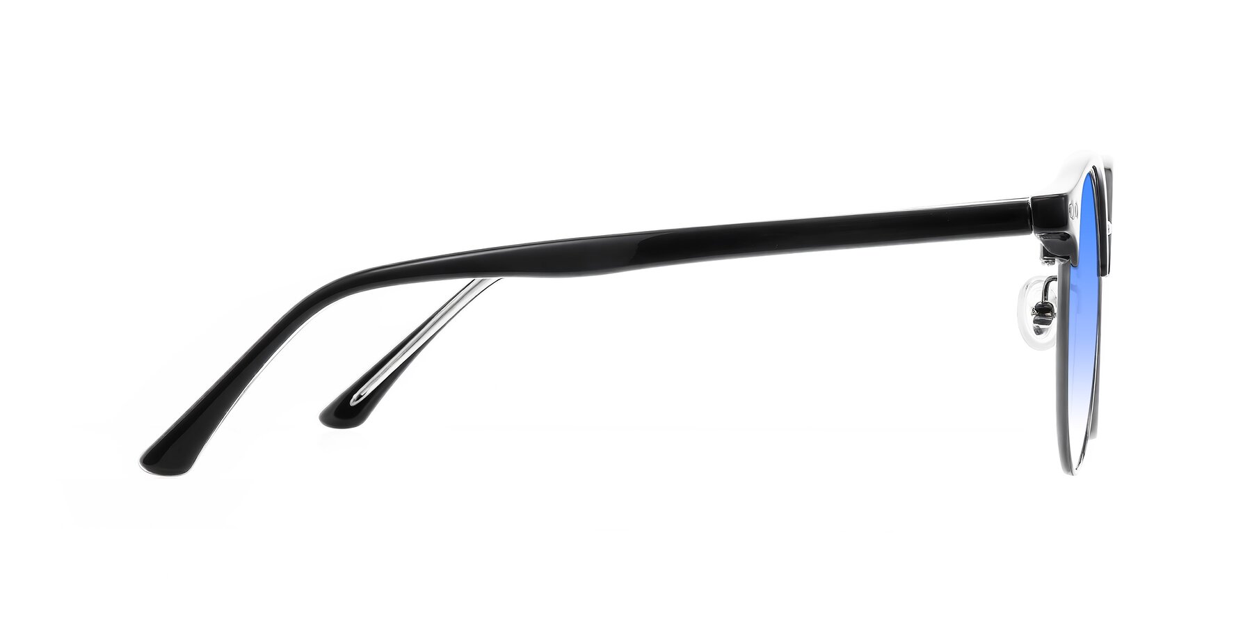 Side of Karnes in Black/Gunmetal with Blue Gradient Lenses