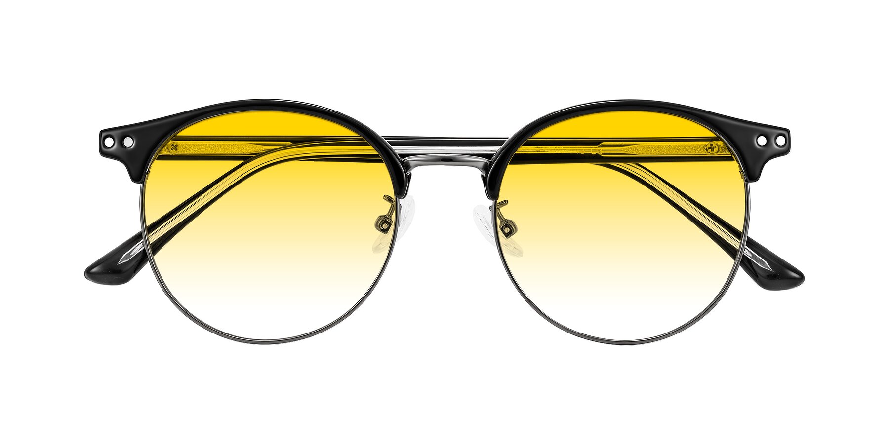 Folded Front of Karnes in Black/Gunmetal with Yellow Gradient Lenses