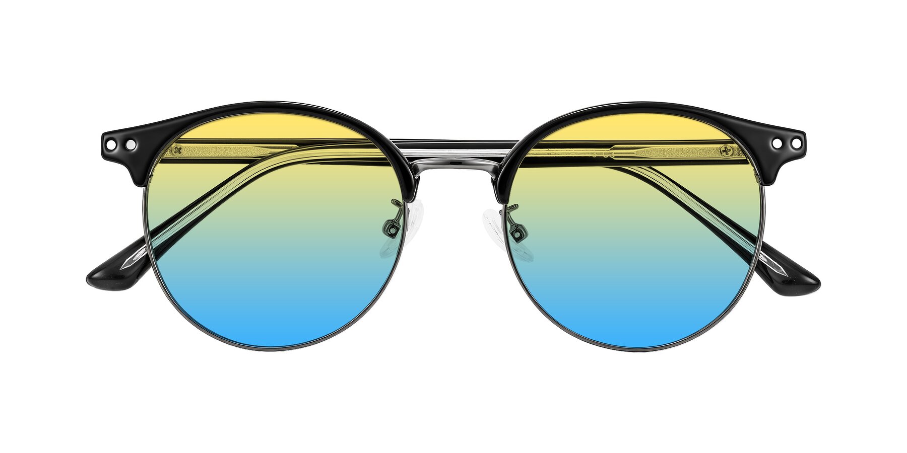Folded Front of Karnes in Black/Gunmetal with Yellow / Blue Gradient Lenses