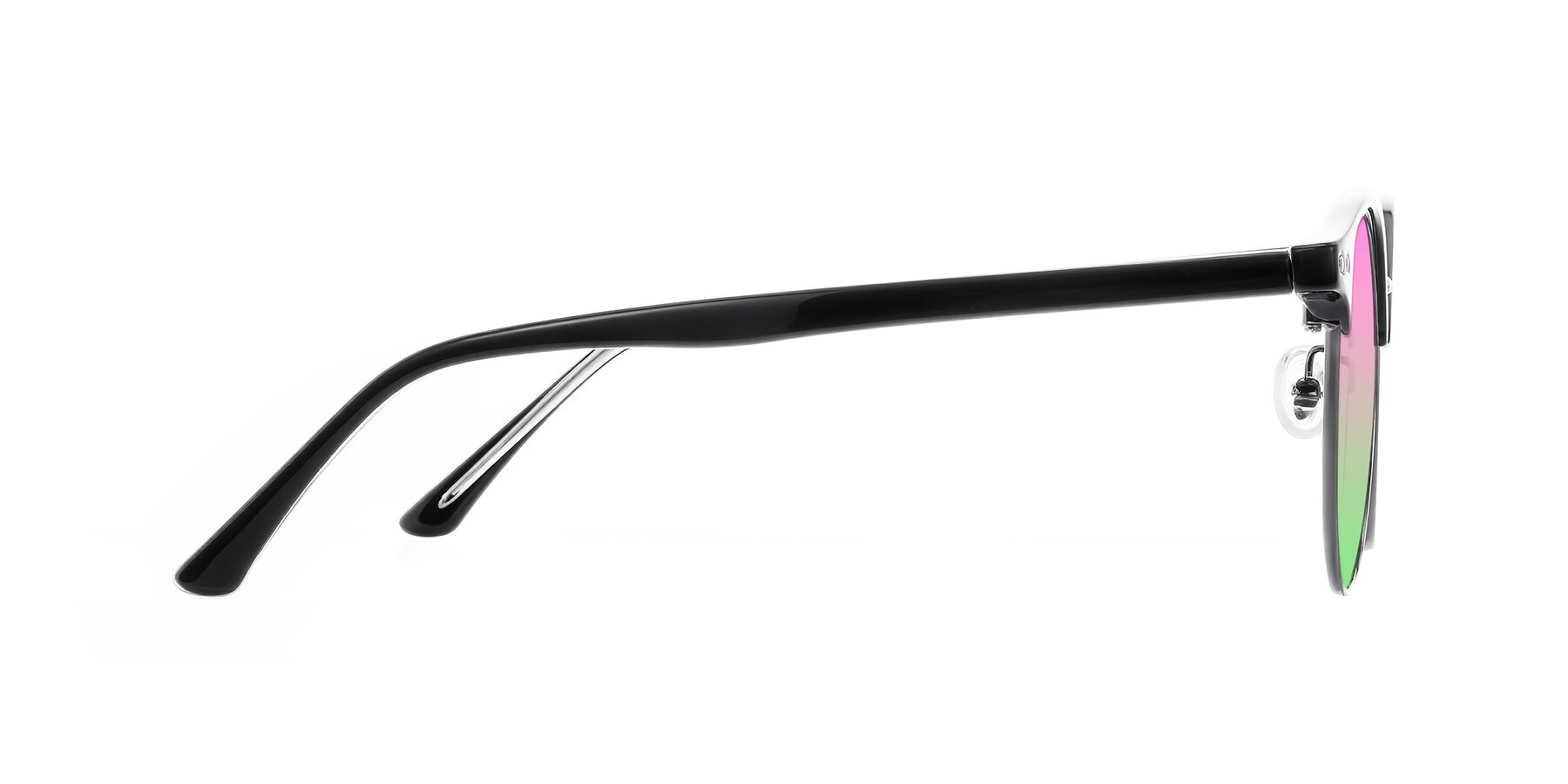 Side of Karnes in Black/Gunmetal with Pink / Green Gradient Lenses