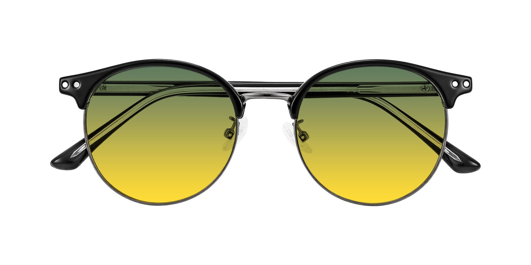 Folded Front of Karnes in Black/Gunmetal with Green / Yellow Gradient Lenses