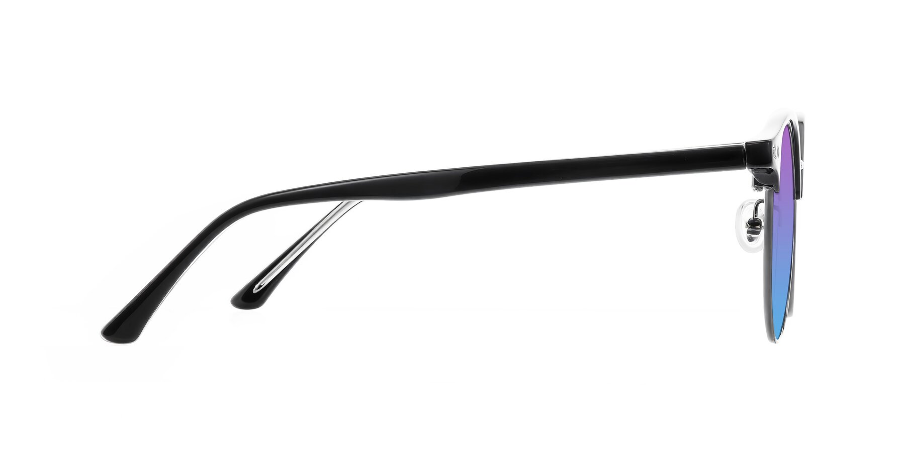 Side of Karnes in Black/Gunmetal with Purple / Blue Gradient Lenses