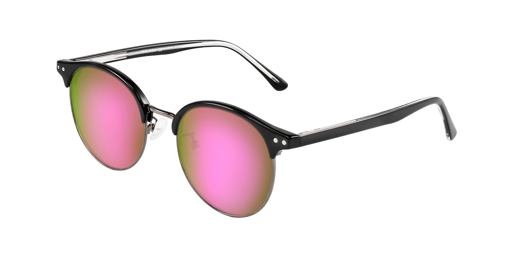 Angle of Karnes in Black/Gunmetal with Pink Mirrored Lenses