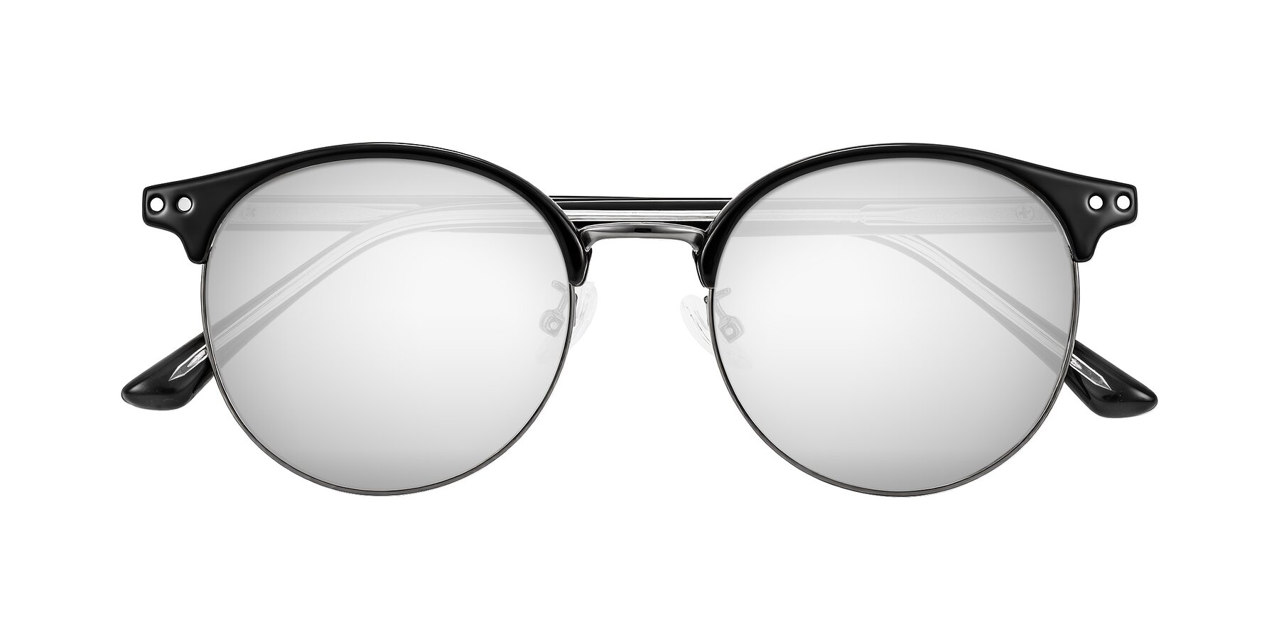 Folded Front of Karnes in Black/Gunmetal with Silver Mirrored Lenses