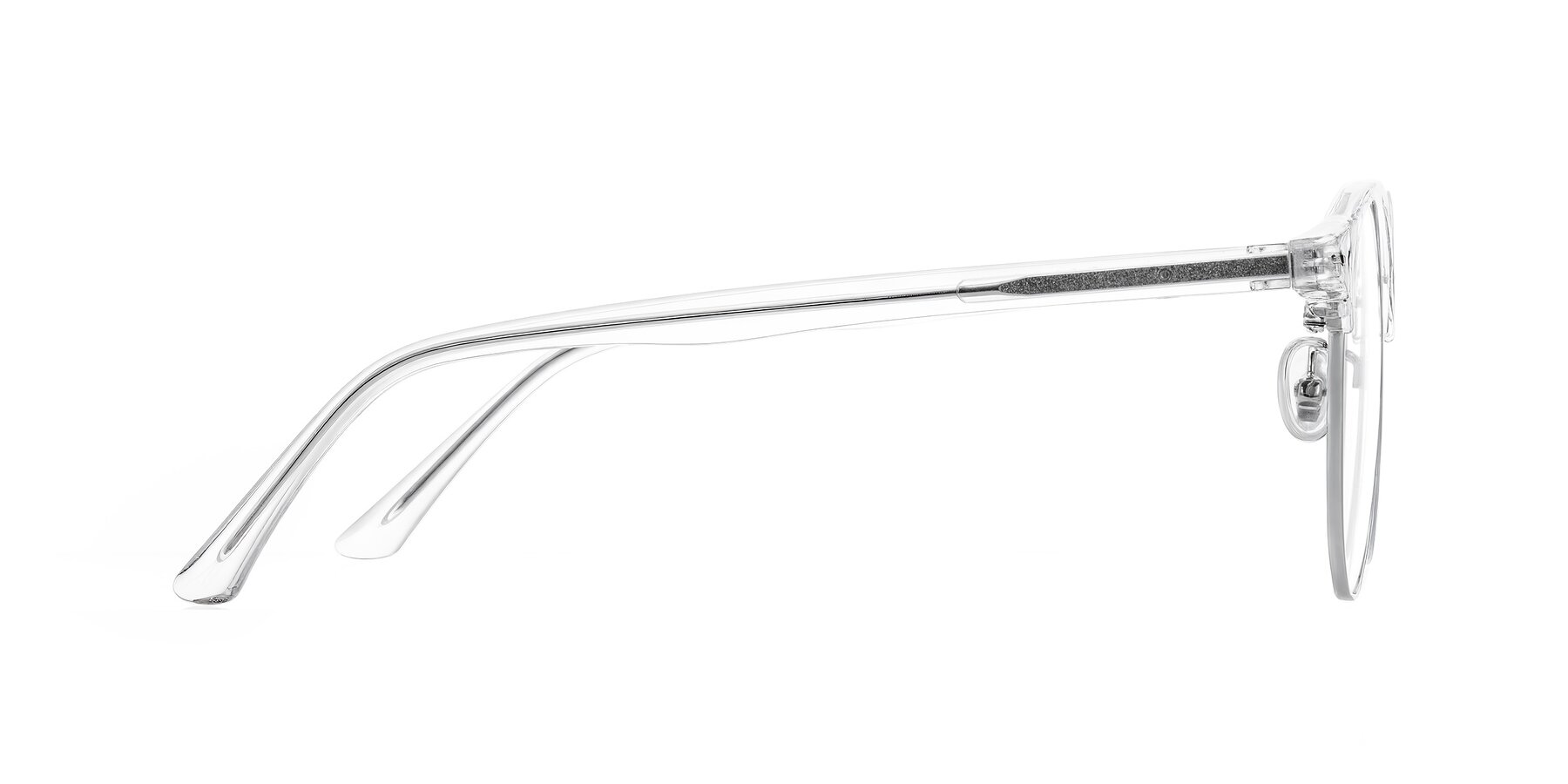 Side of Karnes in Clear/Silver with Clear Eyeglass Lenses