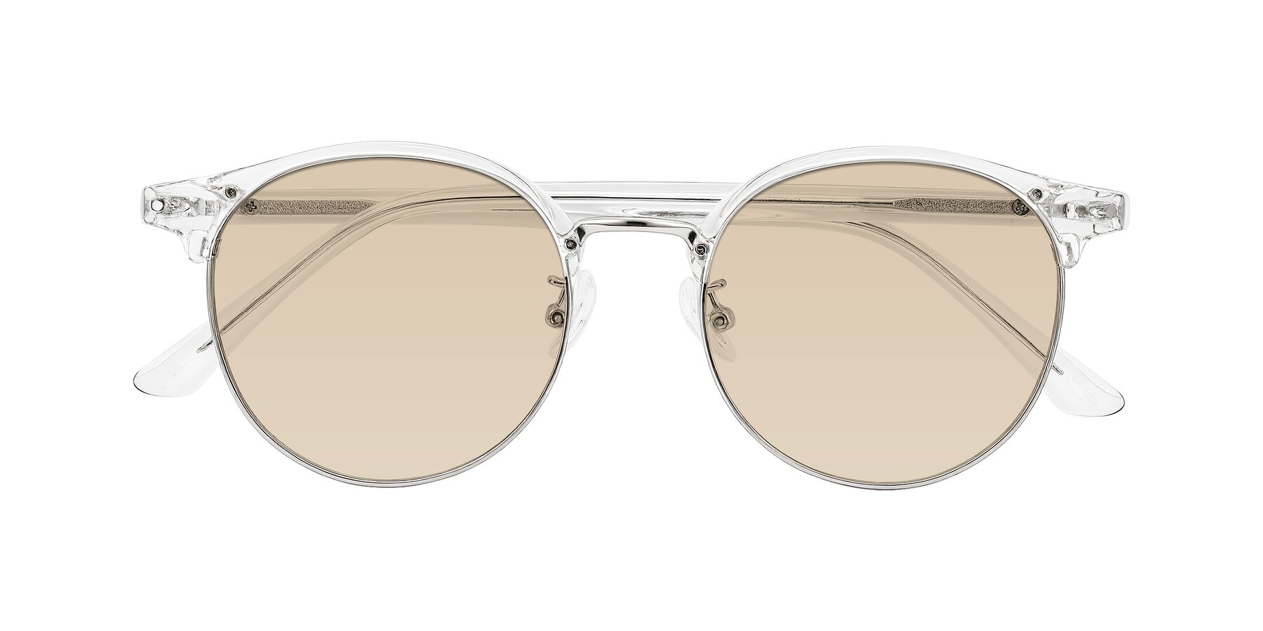 Folded Front of Karnes in Clear/Silver with Light Brown Tinted Lenses