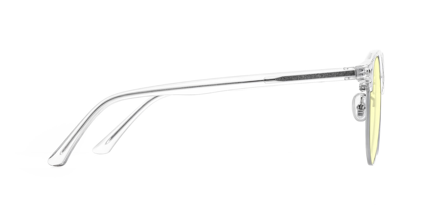 Side of Karnes in Clear/Silver with Light Yellow Tinted Lenses