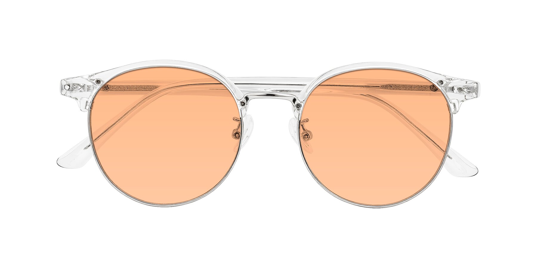 Folded Front of Karnes in Clear/Silver with Light Orange Tinted Lenses