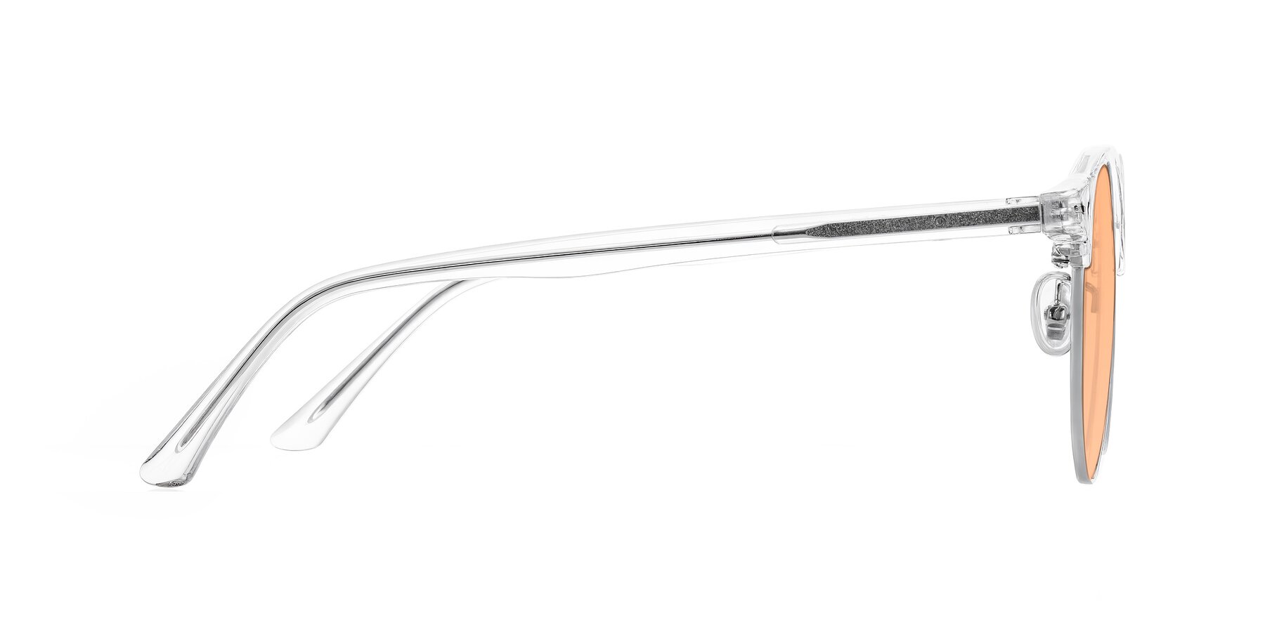 Side of Karnes in Clear/Silver with Light Orange Tinted Lenses