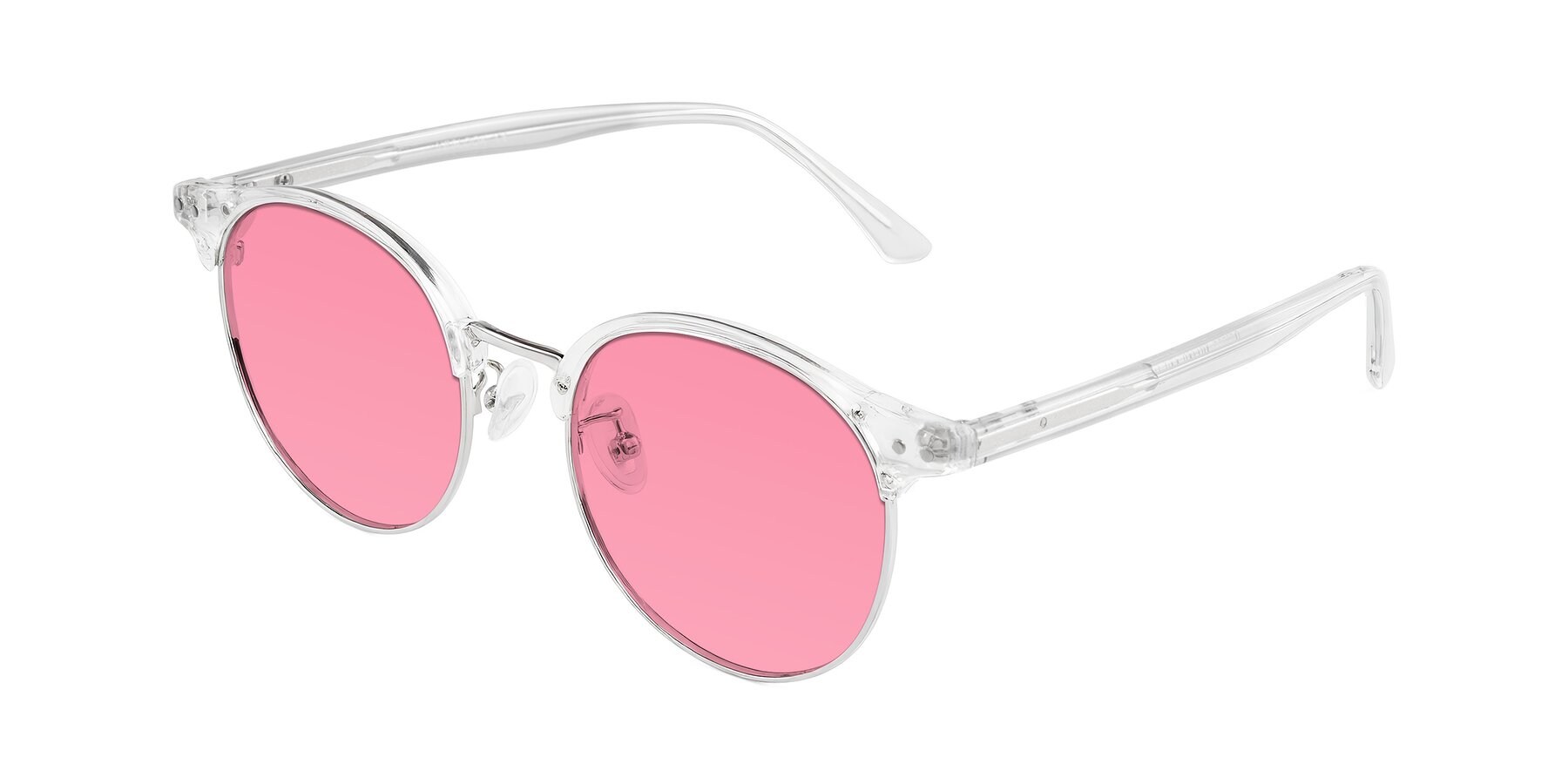 Angle of Karnes in Clear/Silver with Pink Tinted Lenses