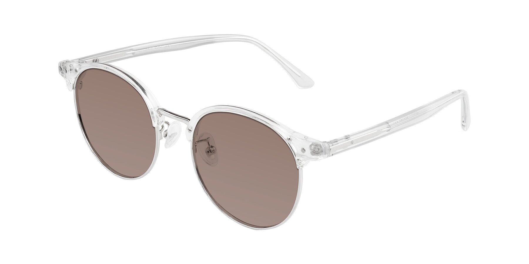 Angle of Karnes in Clear/Silver with Medium Brown Tinted Lenses
