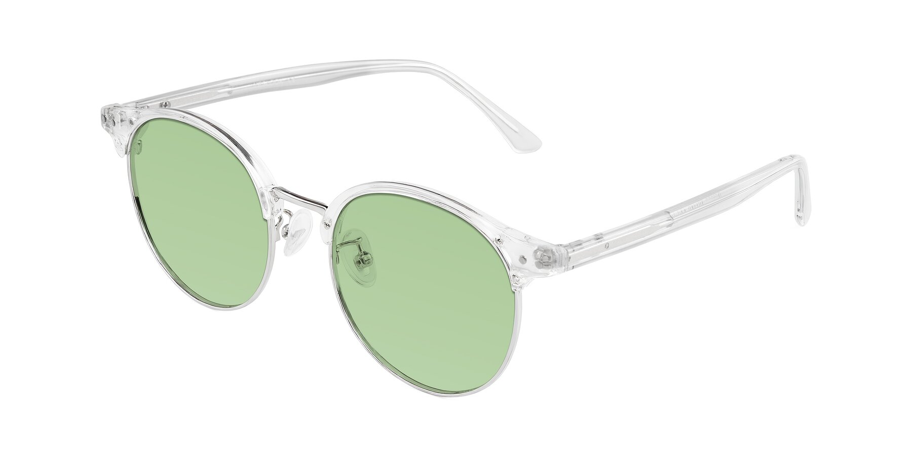 Angle of Karnes in Clear/Silver with Medium Green Tinted Lenses