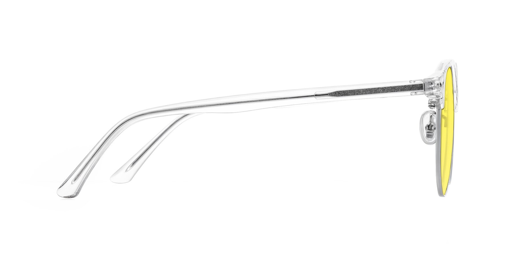 Side of Karnes in Clear/Silver with Medium Yellow Tinted Lenses