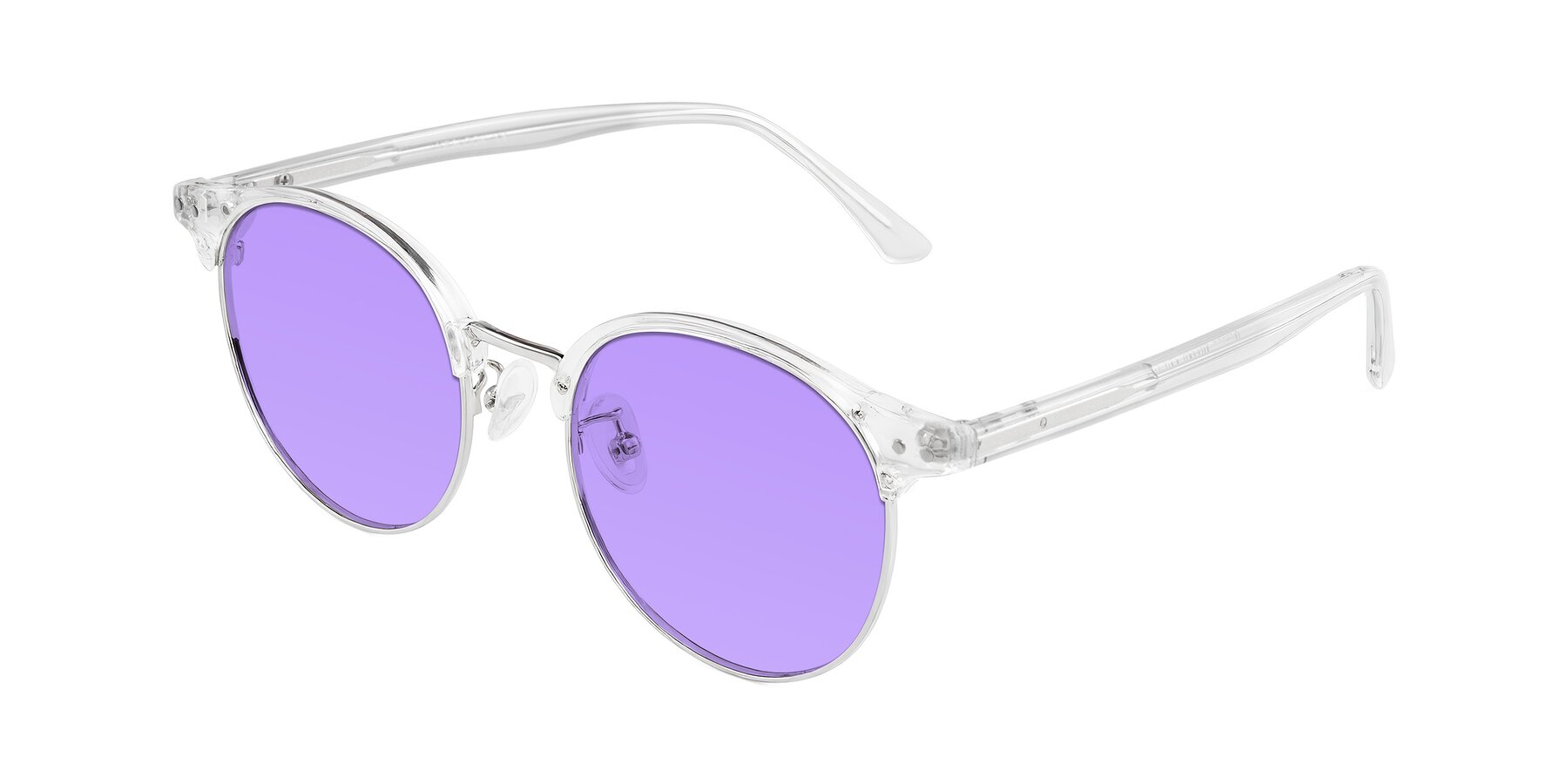 Angle of Karnes in Clear/Silver with Medium Purple Tinted Lenses