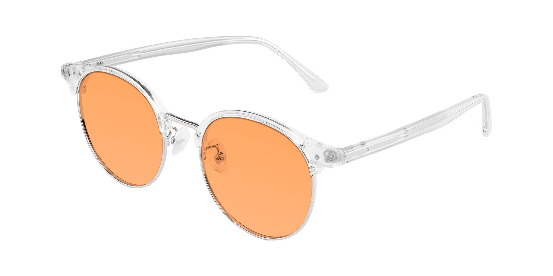 Angle of Karnes in Clear/Silver with Medium Orange Tinted Lenses