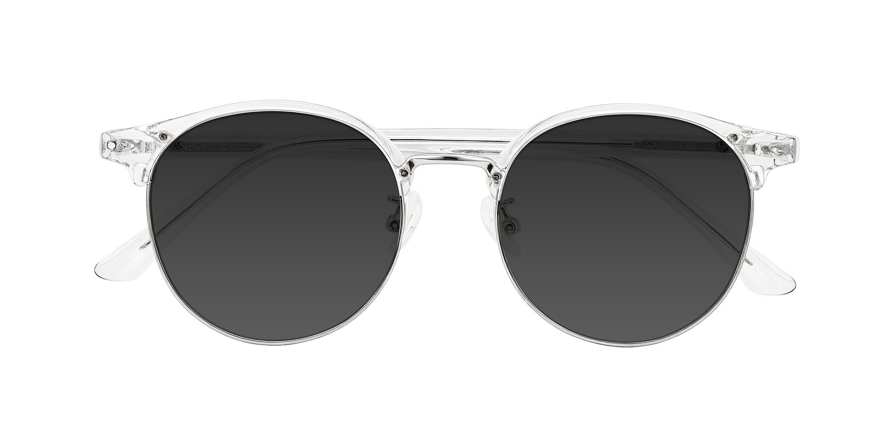 Folded Front of Karnes in Clear/Silver with Gray Tinted Lenses