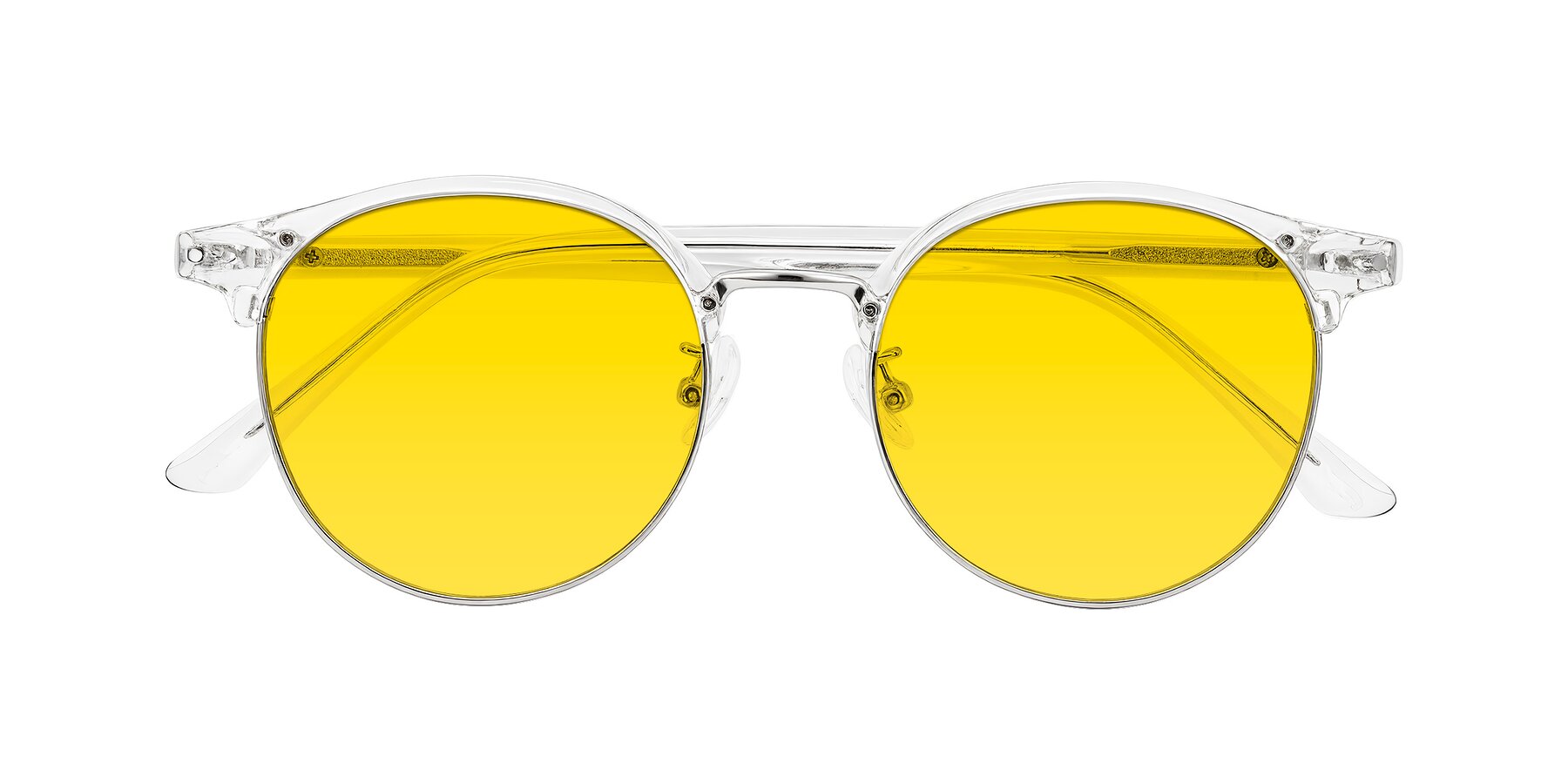 Folded Front of Karnes in Clear/Silver with Yellow Tinted Lenses