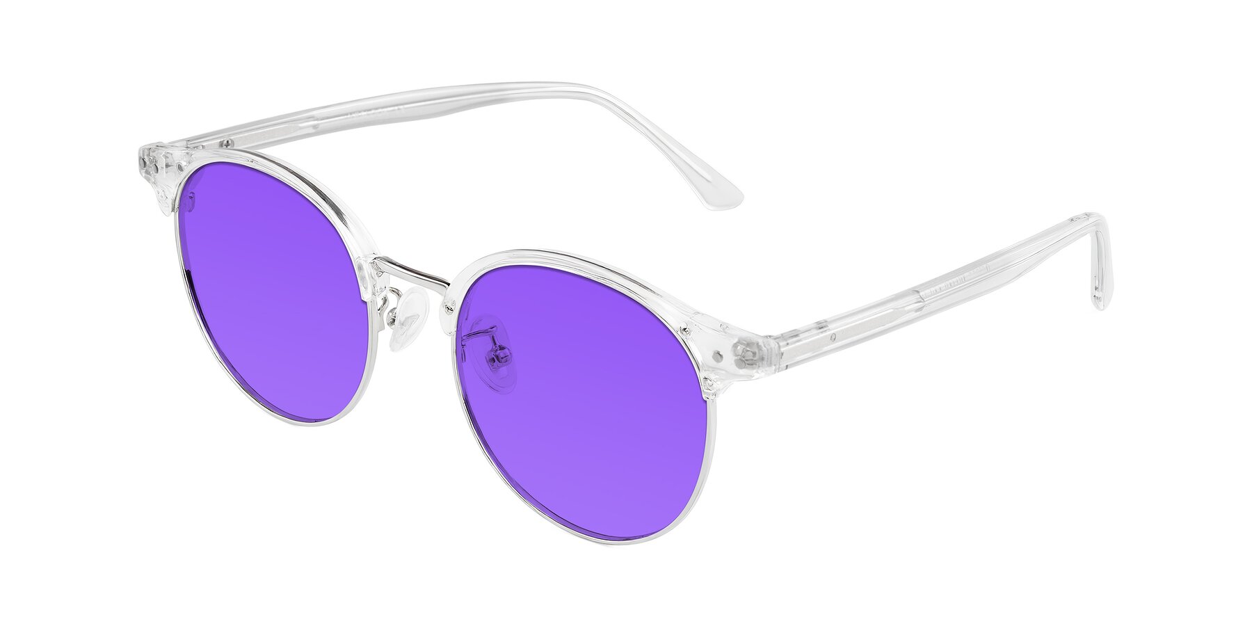 Angle of Karnes in Clear/Silver with Purple Tinted Lenses