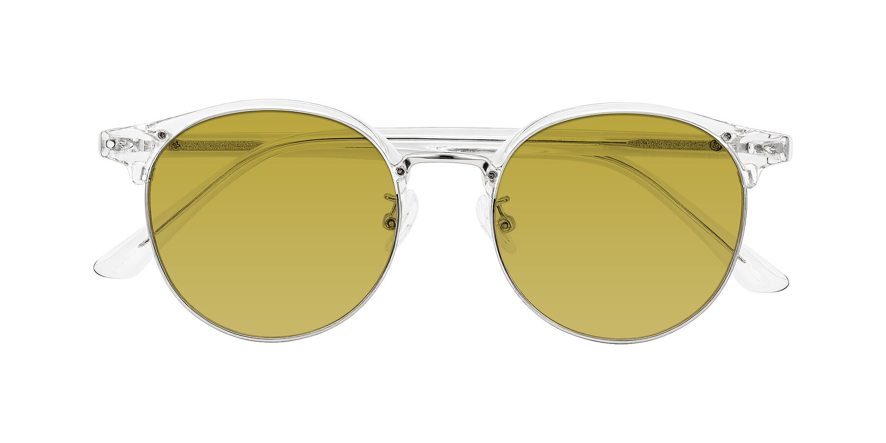 Folded Front of Karnes in Clear/Silver with Champagne Tinted Lenses