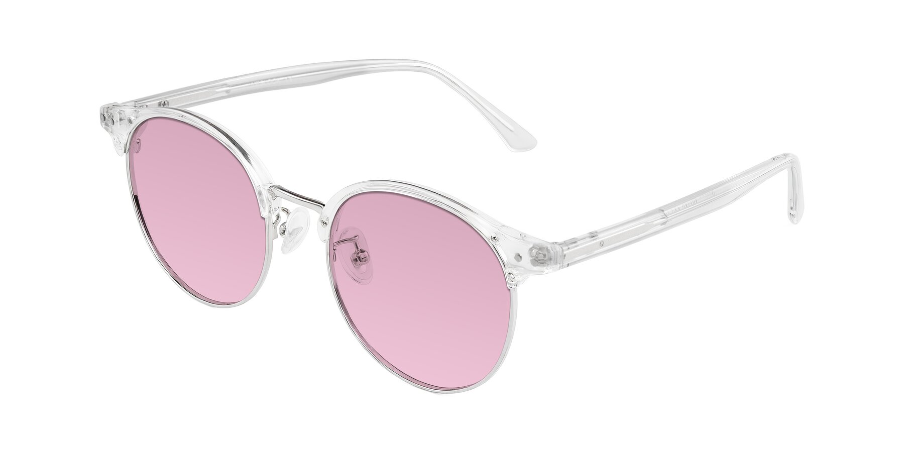 Angle of Karnes in Clear/Silver with Light Wine Tinted Lenses