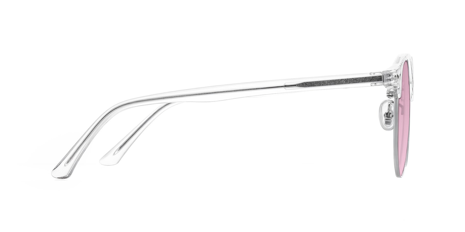 Side of Karnes in Clear/Silver with Light Wine Tinted Lenses