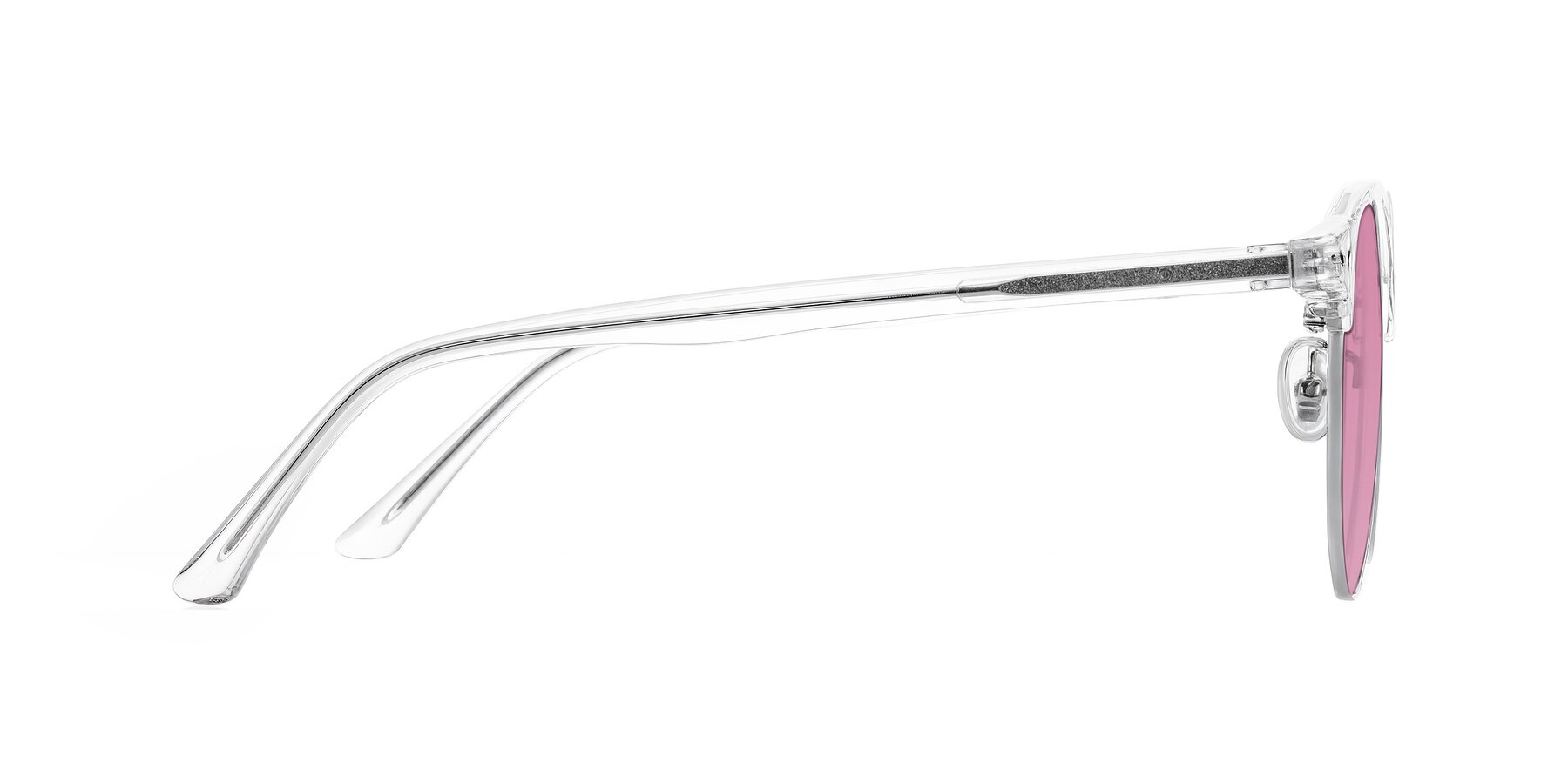 Side of Karnes in Clear/Silver with Medium Wine Tinted Lenses