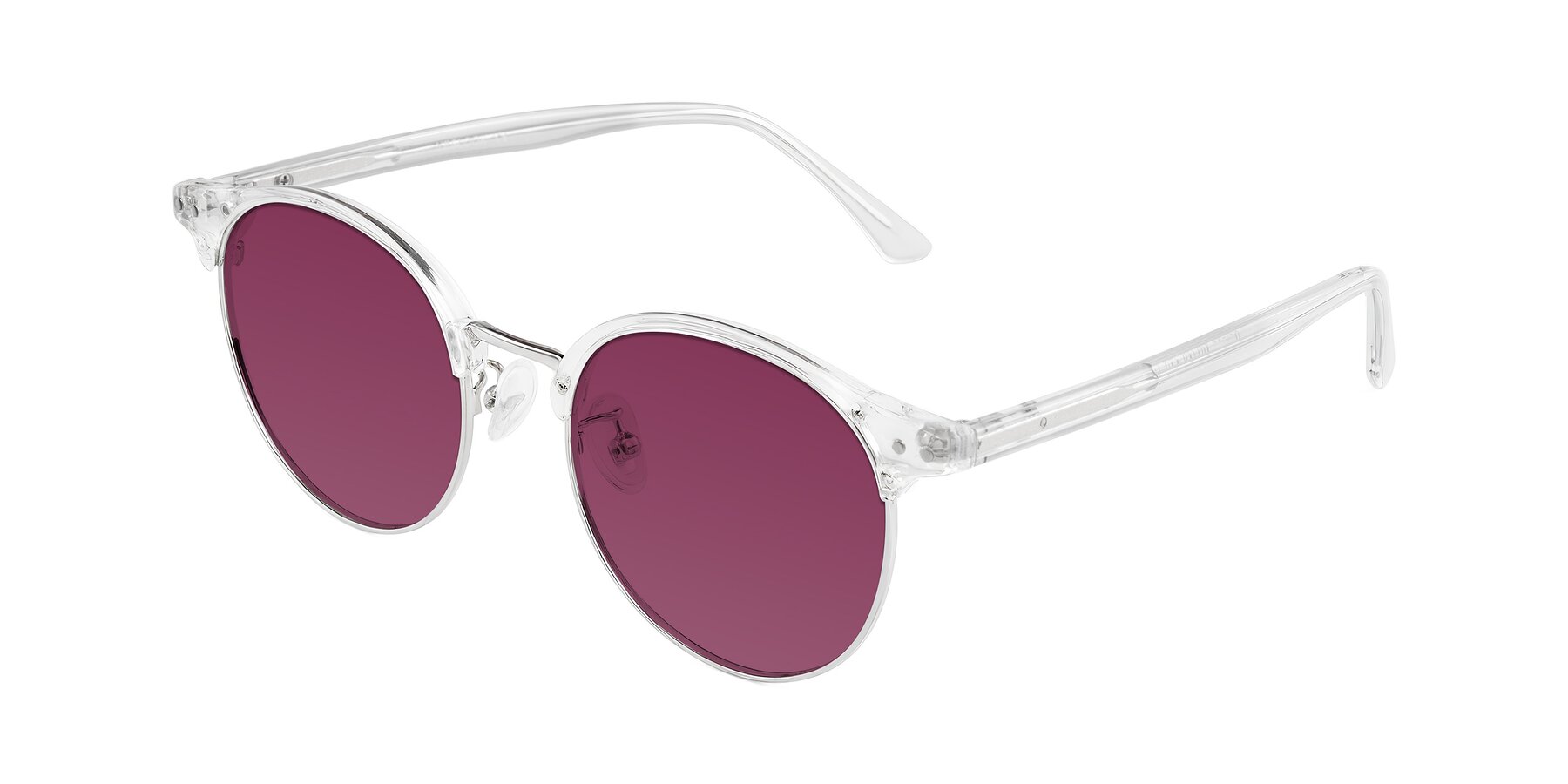 Angle of Karnes in Clear/Silver with Wine Tinted Lenses
