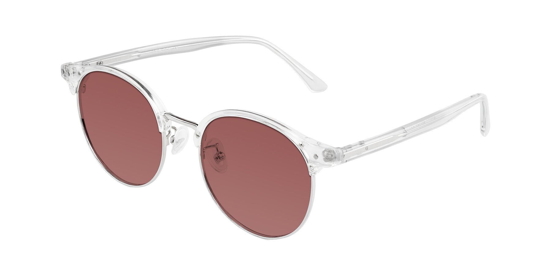 Angle of Karnes in Clear/Silver with Garnet Tinted Lenses