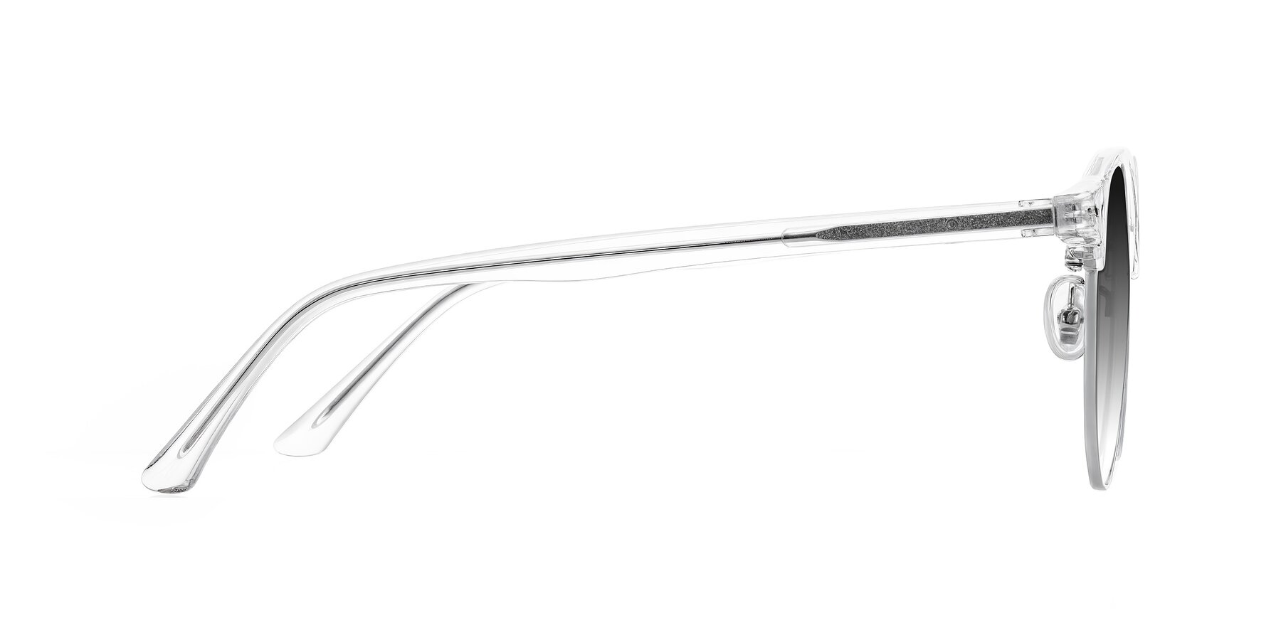 Side of Karnes in Clear/Silver with Gray Gradient Lenses