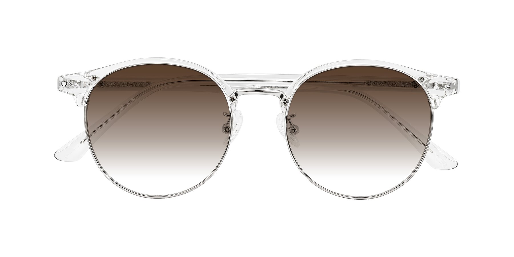 Folded Front of Karnes in Clear/Silver with Brown Gradient Lenses