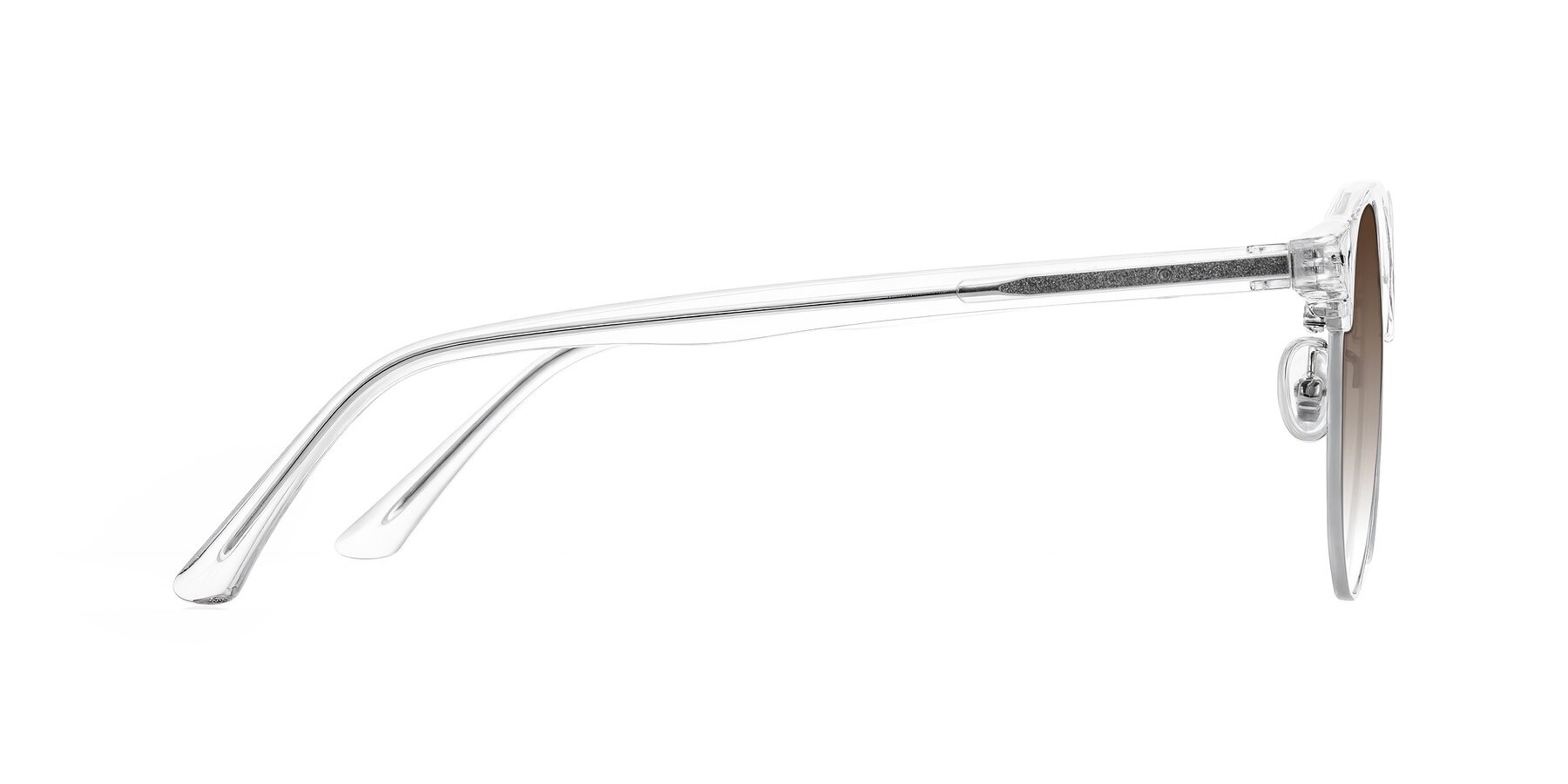 Side of Karnes in Clear/Silver with Brown Gradient Lenses