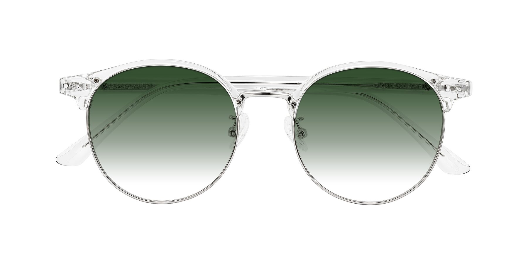 Folded Front of Karnes in Clear/Silver with Green Gradient Lenses
