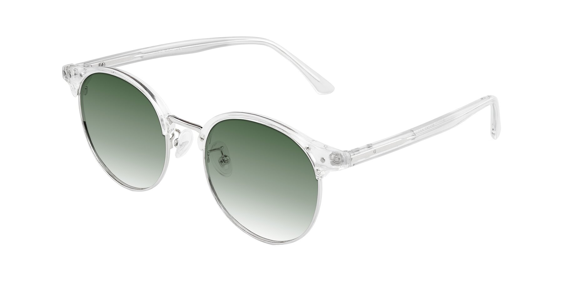 Angle of Karnes in Clear/Silver with Green Gradient Lenses