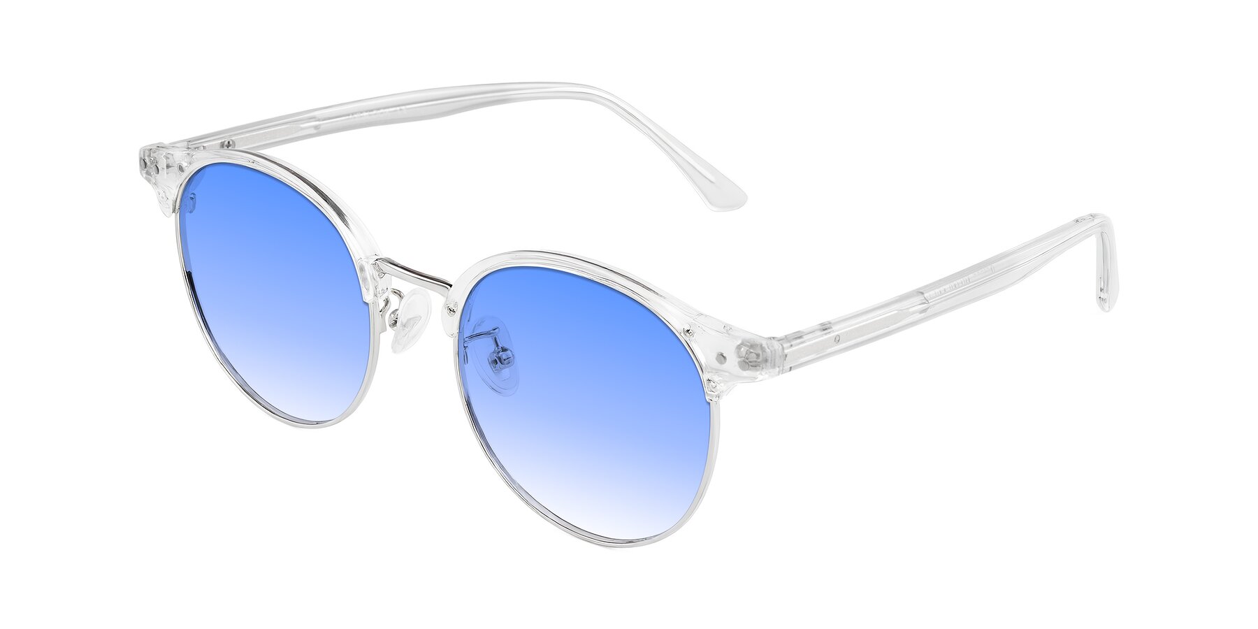 Angle of Karnes in Clear/Silver with Blue Gradient Lenses
