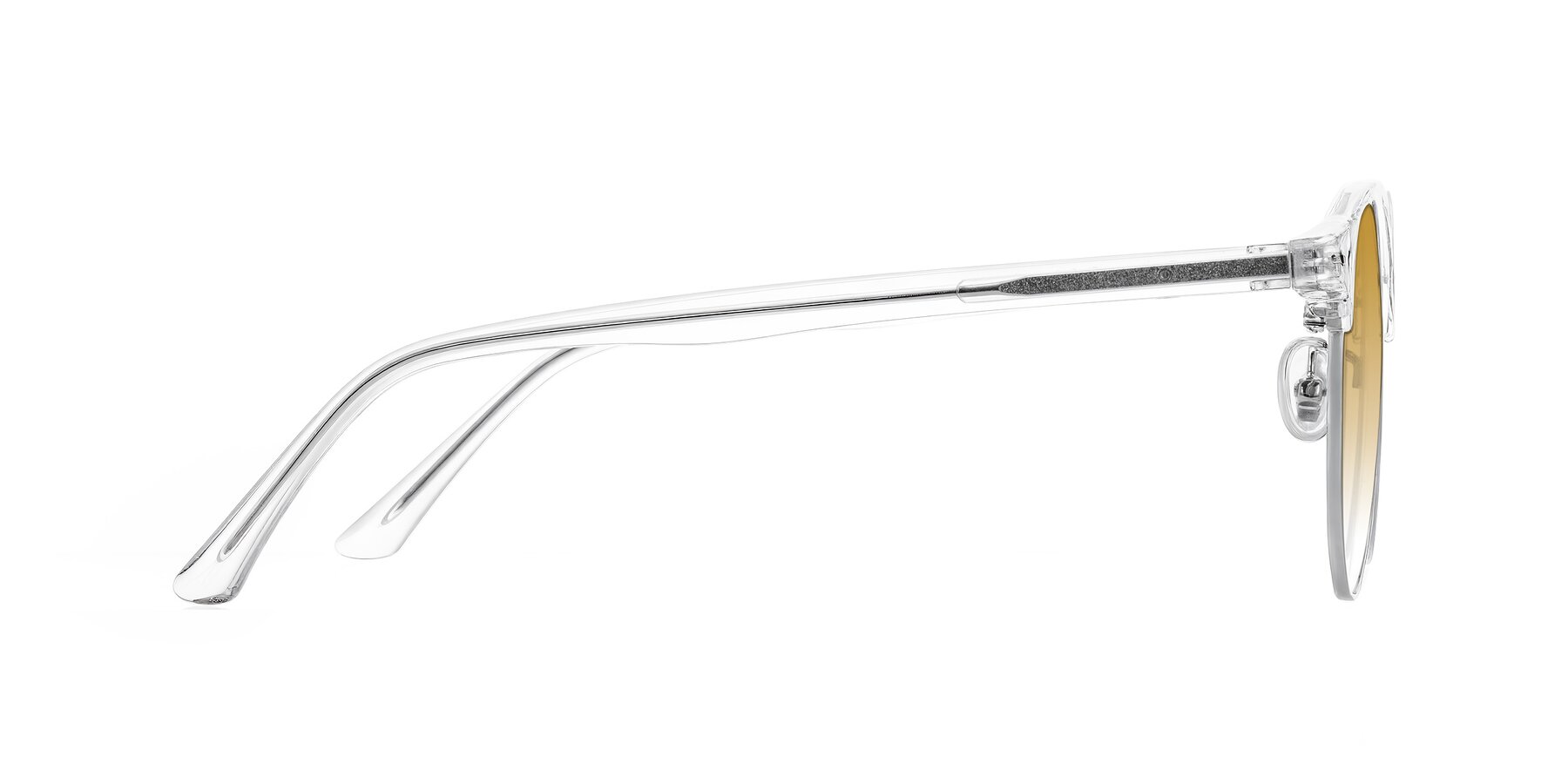 Side of Karnes in Clear/Silver with Champagne Gradient Lenses