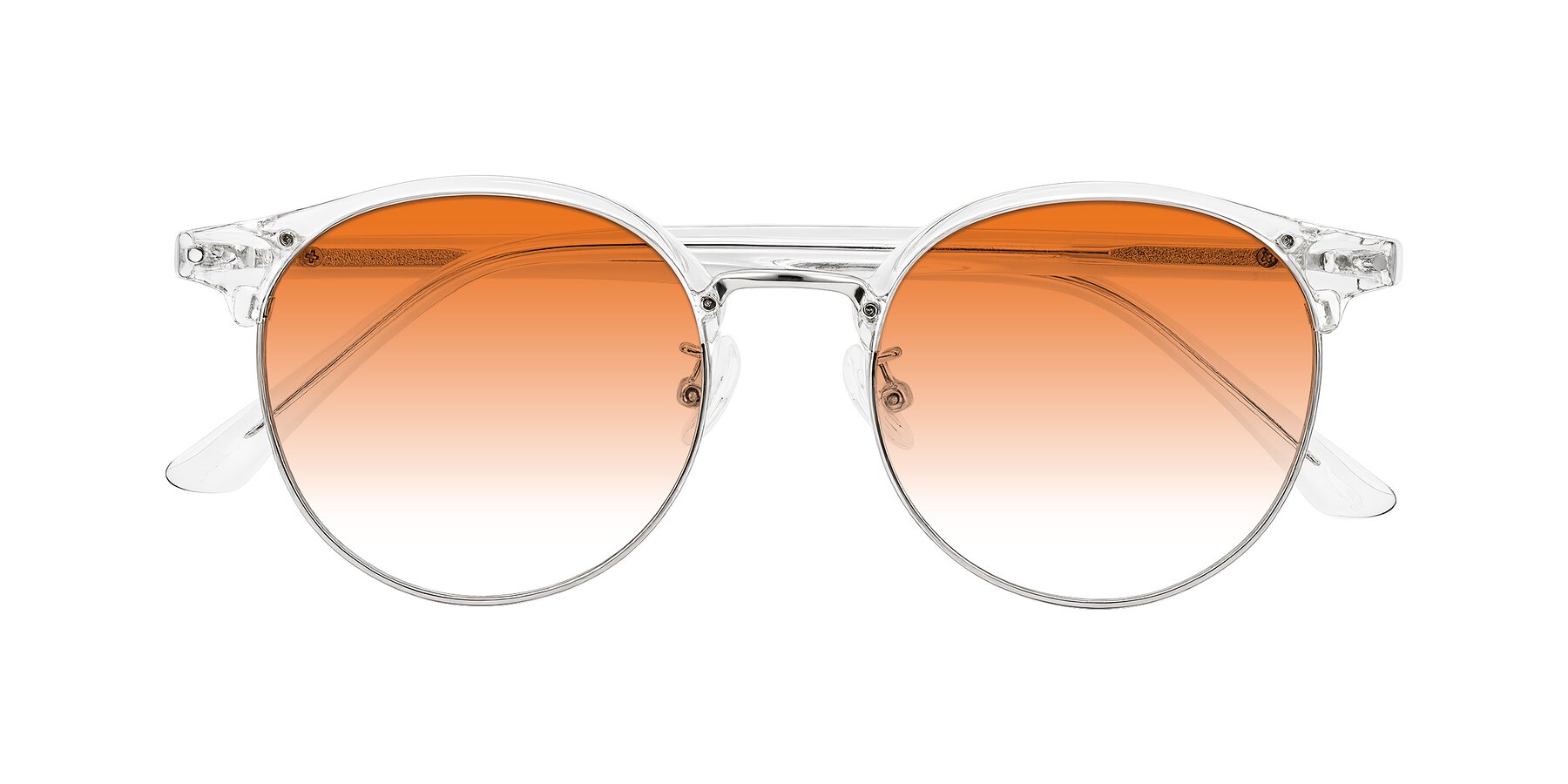 Folded Front of Karnes in Clear/Silver with Orange Gradient Lenses