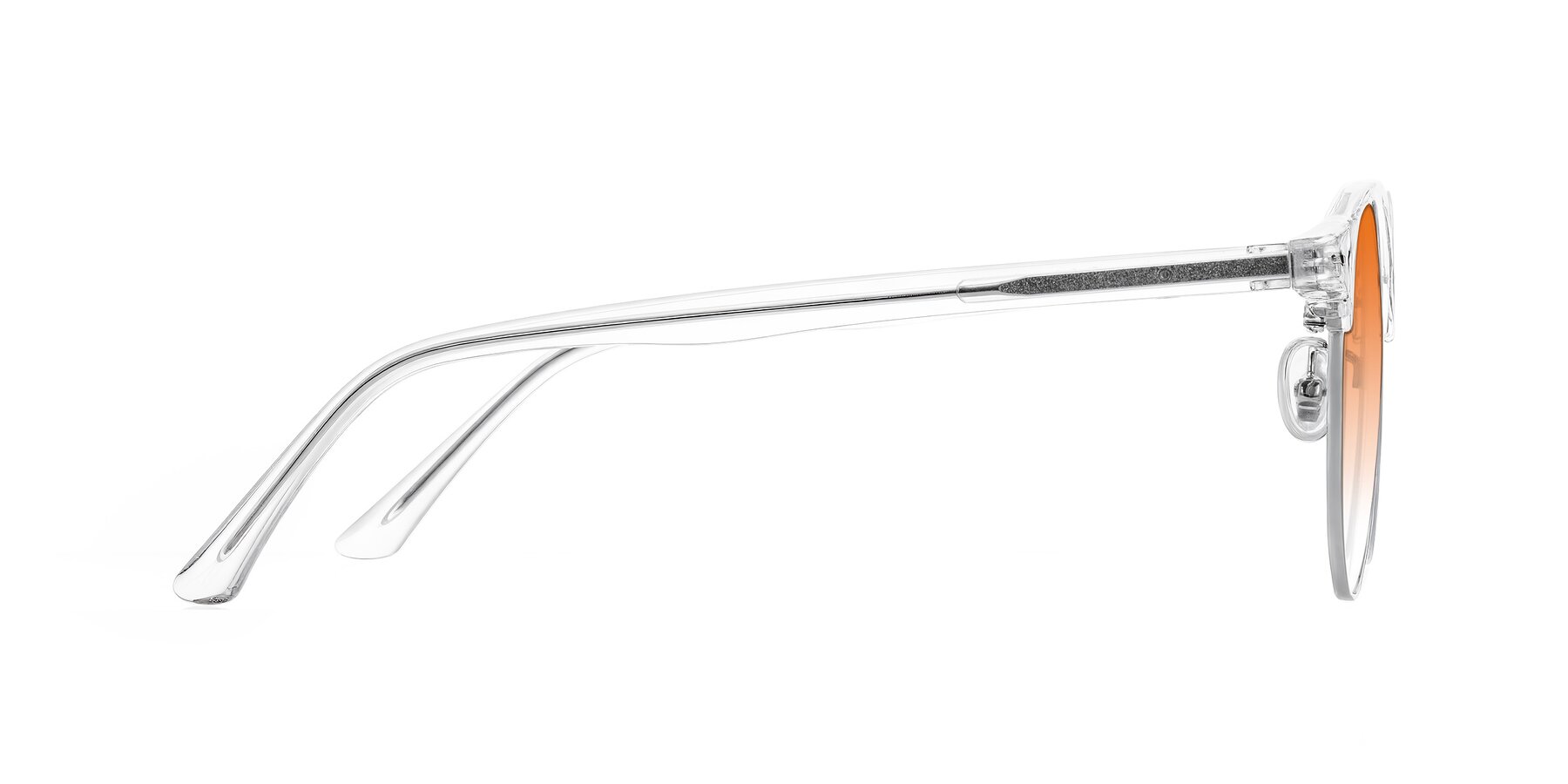 Side of Karnes in Clear/Silver with Orange Gradient Lenses