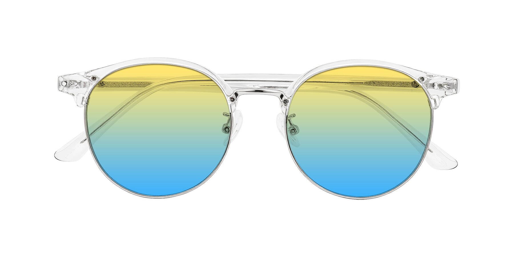 Folded Front of Karnes in Clear/Silver with Yellow / Blue Gradient Lenses