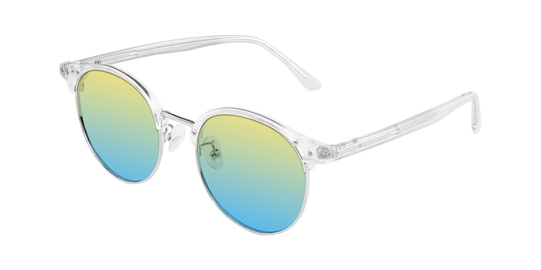 Angle of Karnes in Clear/Silver with Yellow / Blue Gradient Lenses
