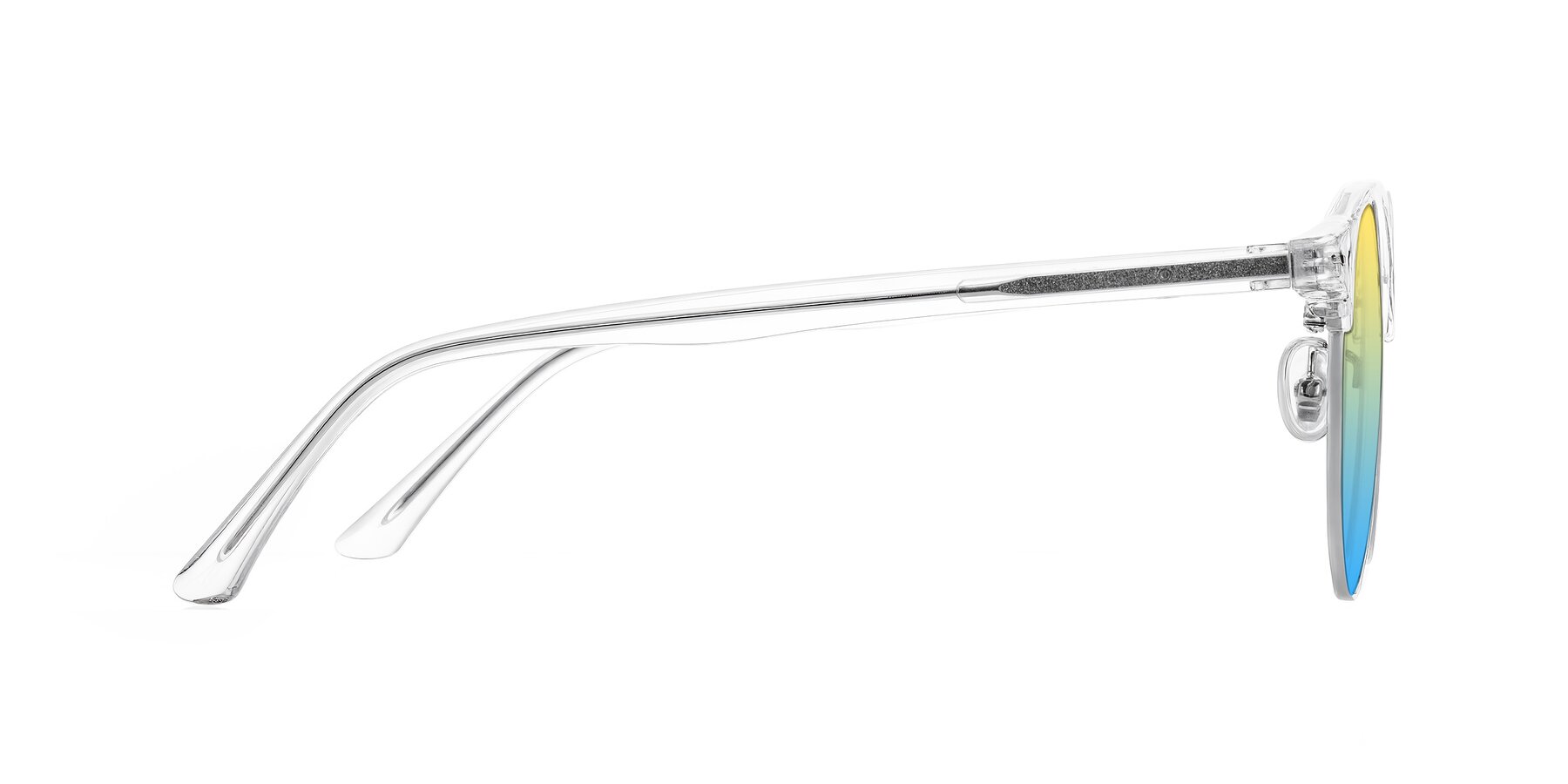 Side of Karnes in Clear/Silver with Yellow / Blue Gradient Lenses