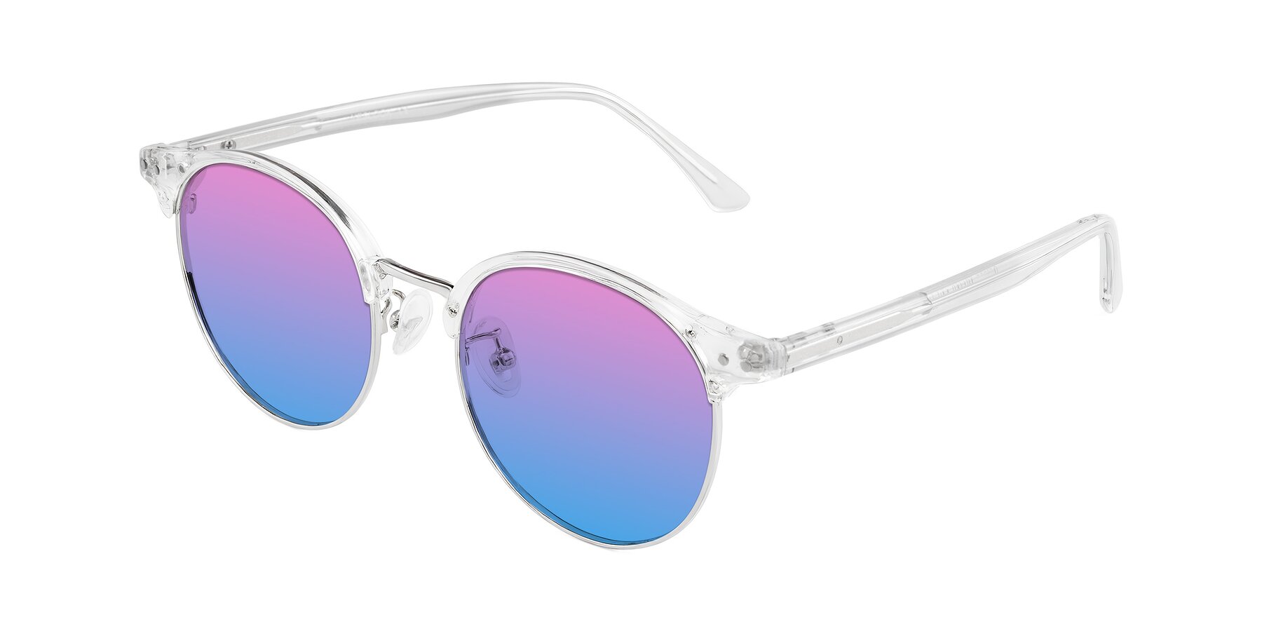 Angle of Karnes in Clear/Silver with Pink / Blue Gradient Lenses