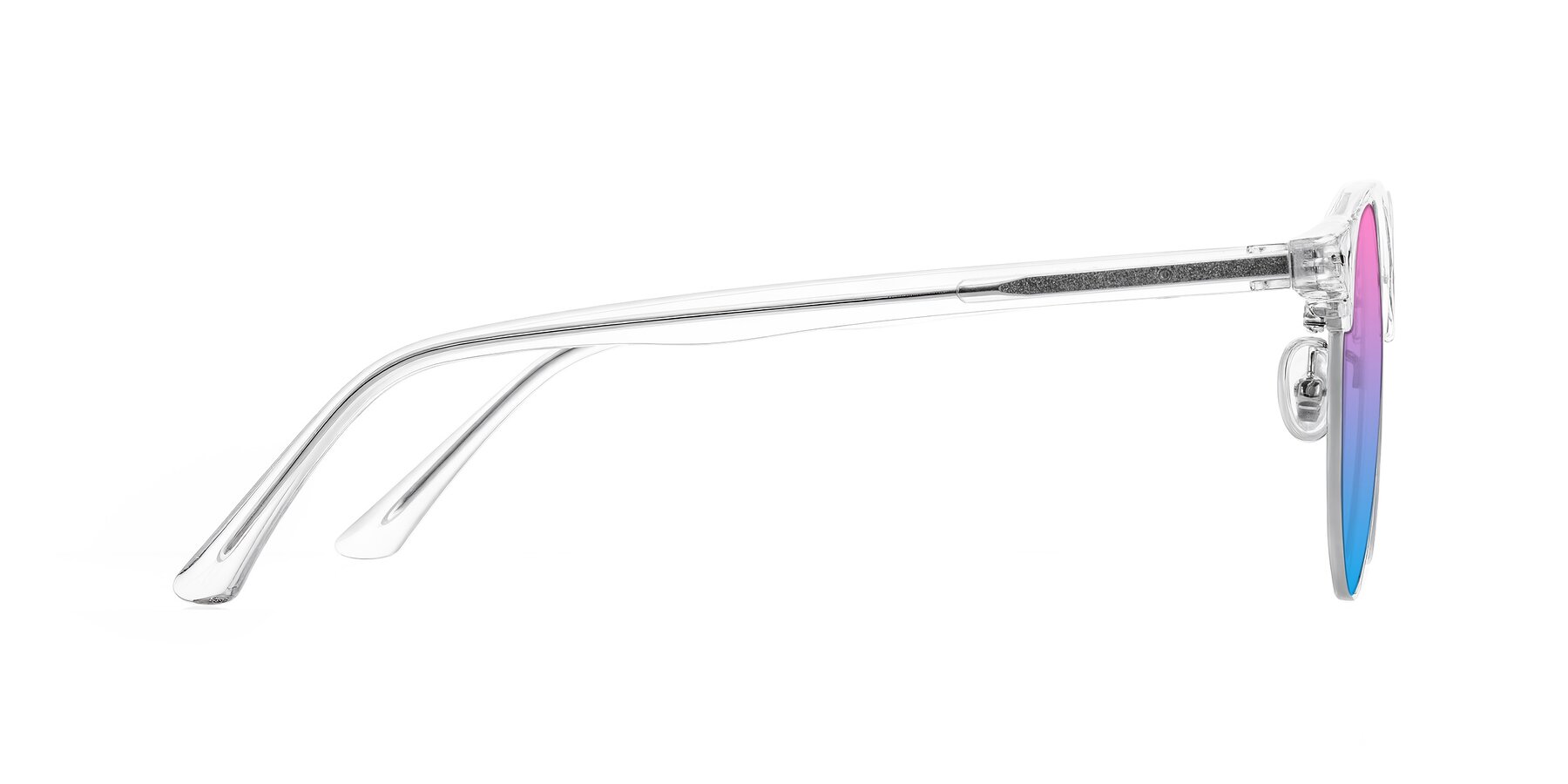 Side of Karnes in Clear/Silver with Pink / Blue Gradient Lenses