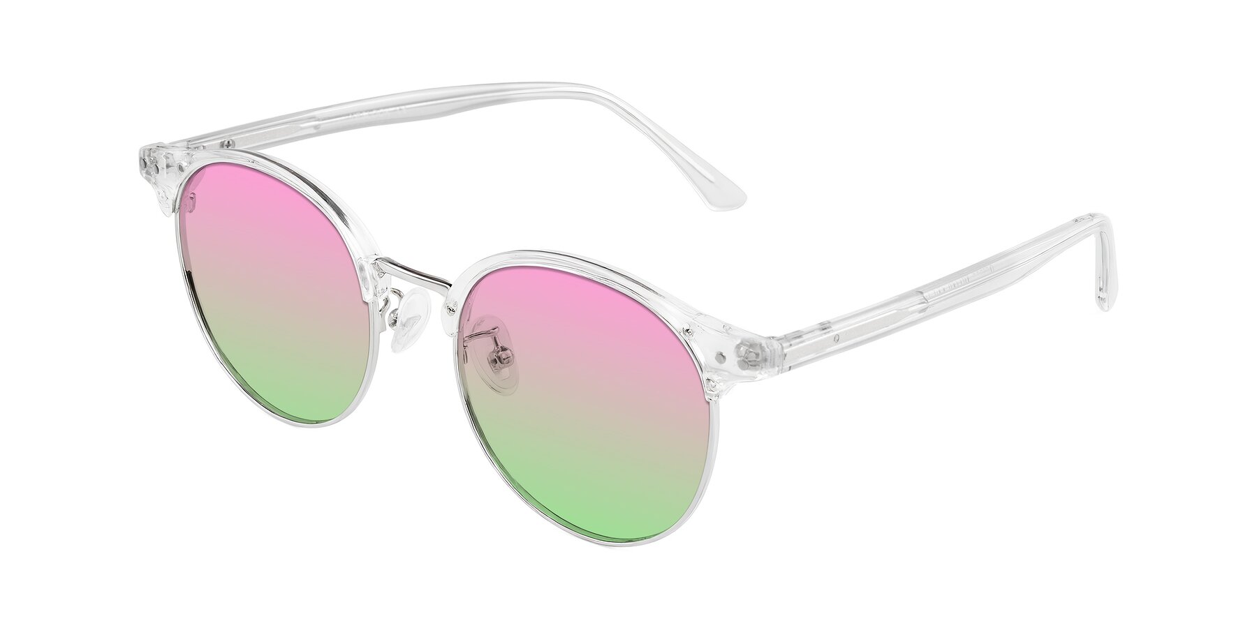 Angle of Karnes in Clear/Silver with Pink / Green Gradient Lenses