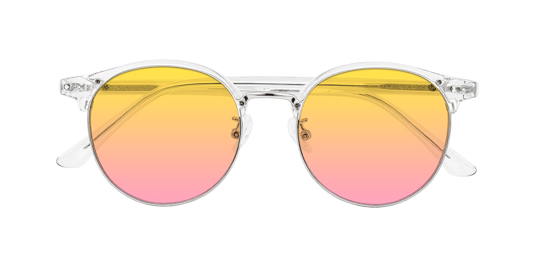 Folded Front of Karnes in Clear/Silver with Yellow / Pink Gradient Lenses