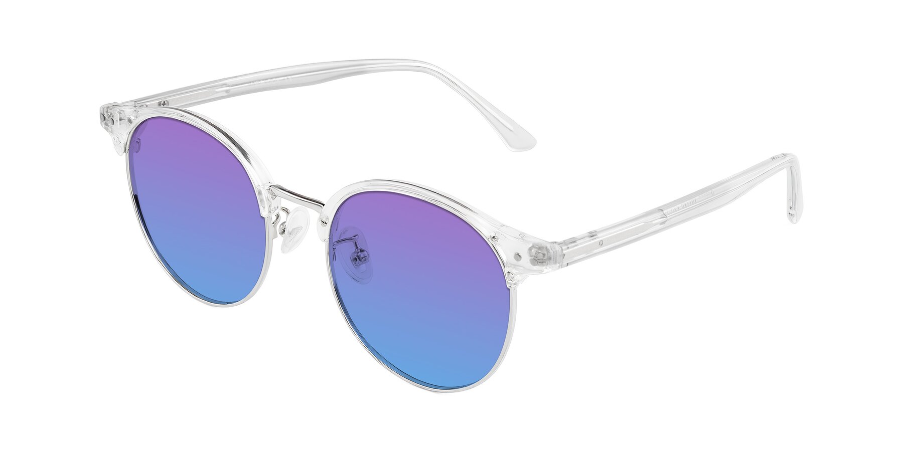 Angle of Karnes in Clear/Silver with Purple / Blue Gradient Lenses