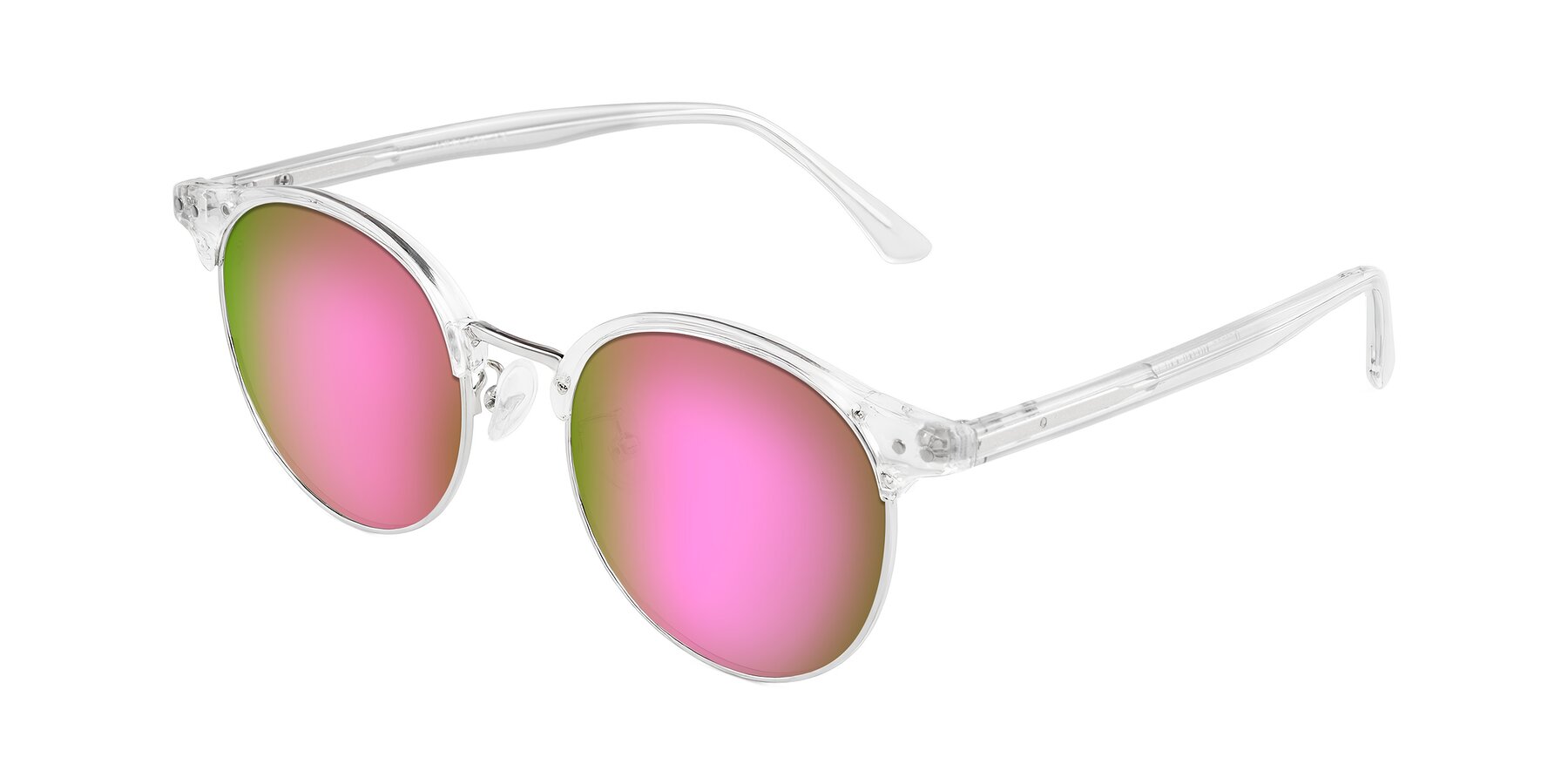 Angle of Karnes in Clear/Silver with Pink Mirrored Lenses