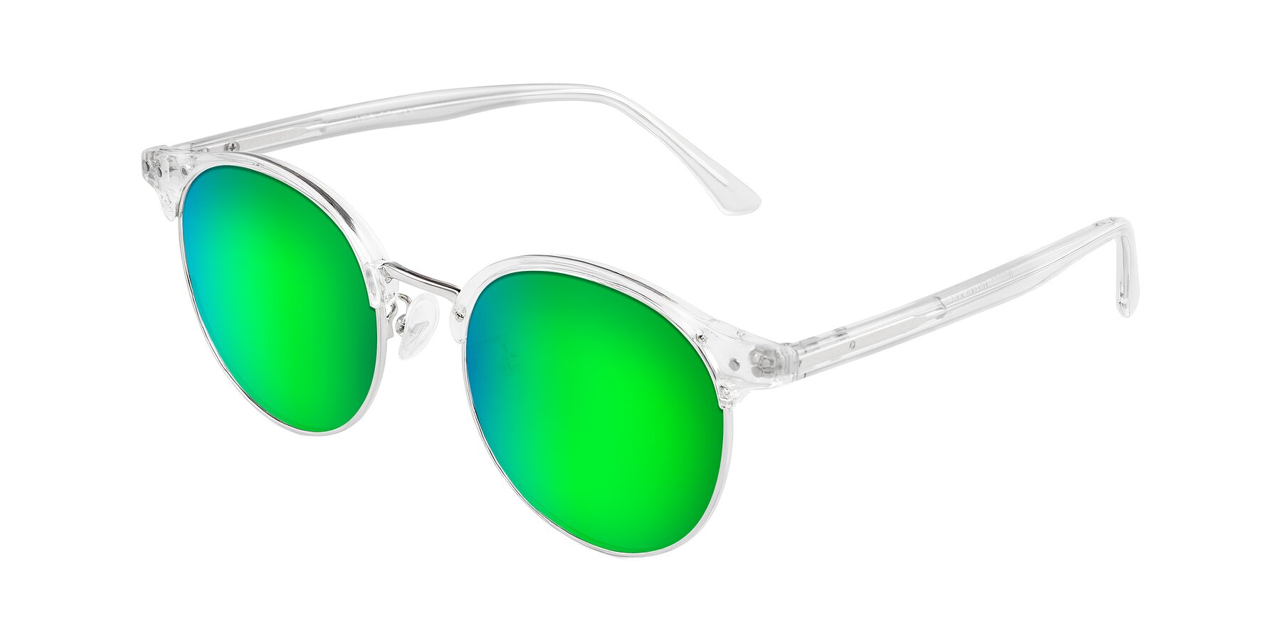 Angle of Karnes in Clear/Silver with Green Mirrored Lenses
