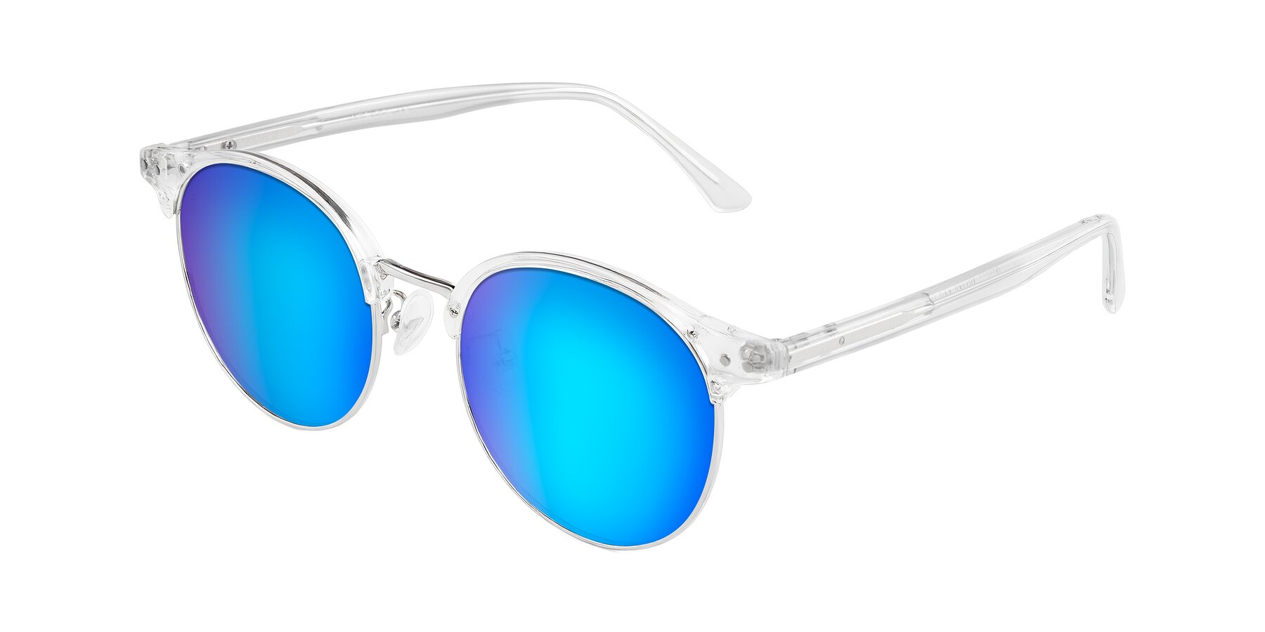 Angle of Karnes in Clear/Silver with Blue Mirrored Lenses